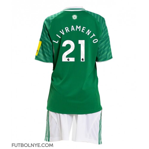 Camiseta Newcastle United Tino Livramento #21 Visitante Equipación para niños 2025-26 manga corta (+ pantalones cortos)